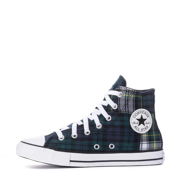 Converse Other - BNIB Converse Kids High-Top Sneakers - Black and Green Plaid (13.5 US)